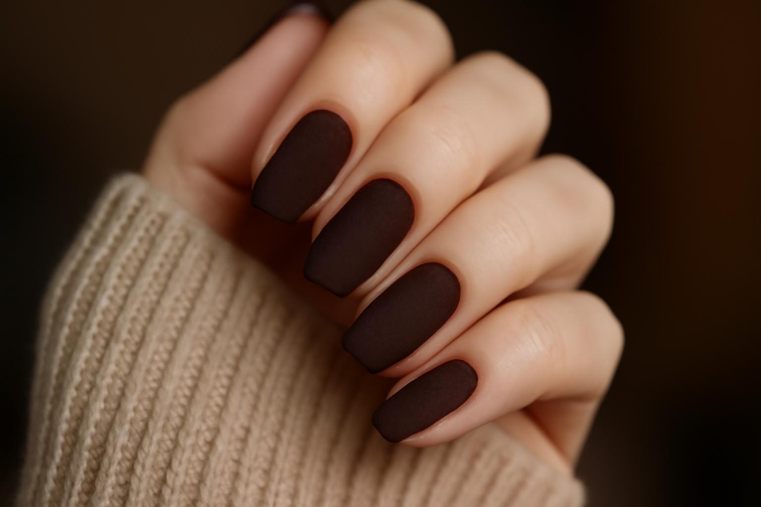 Chocolate suede nails – manicure trend jesień-zima 2026
