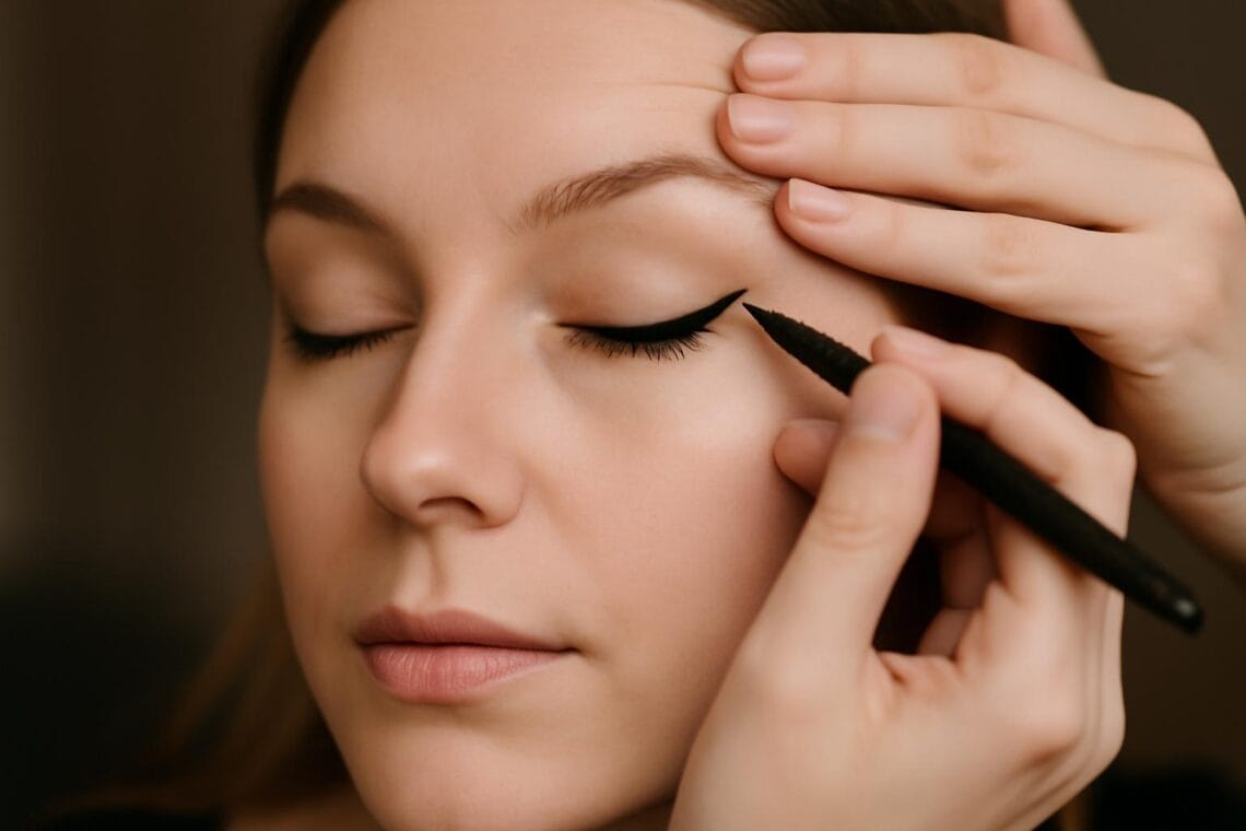 jak zrobic rowna kreske winged liner przy opadajacej powiece 2 1