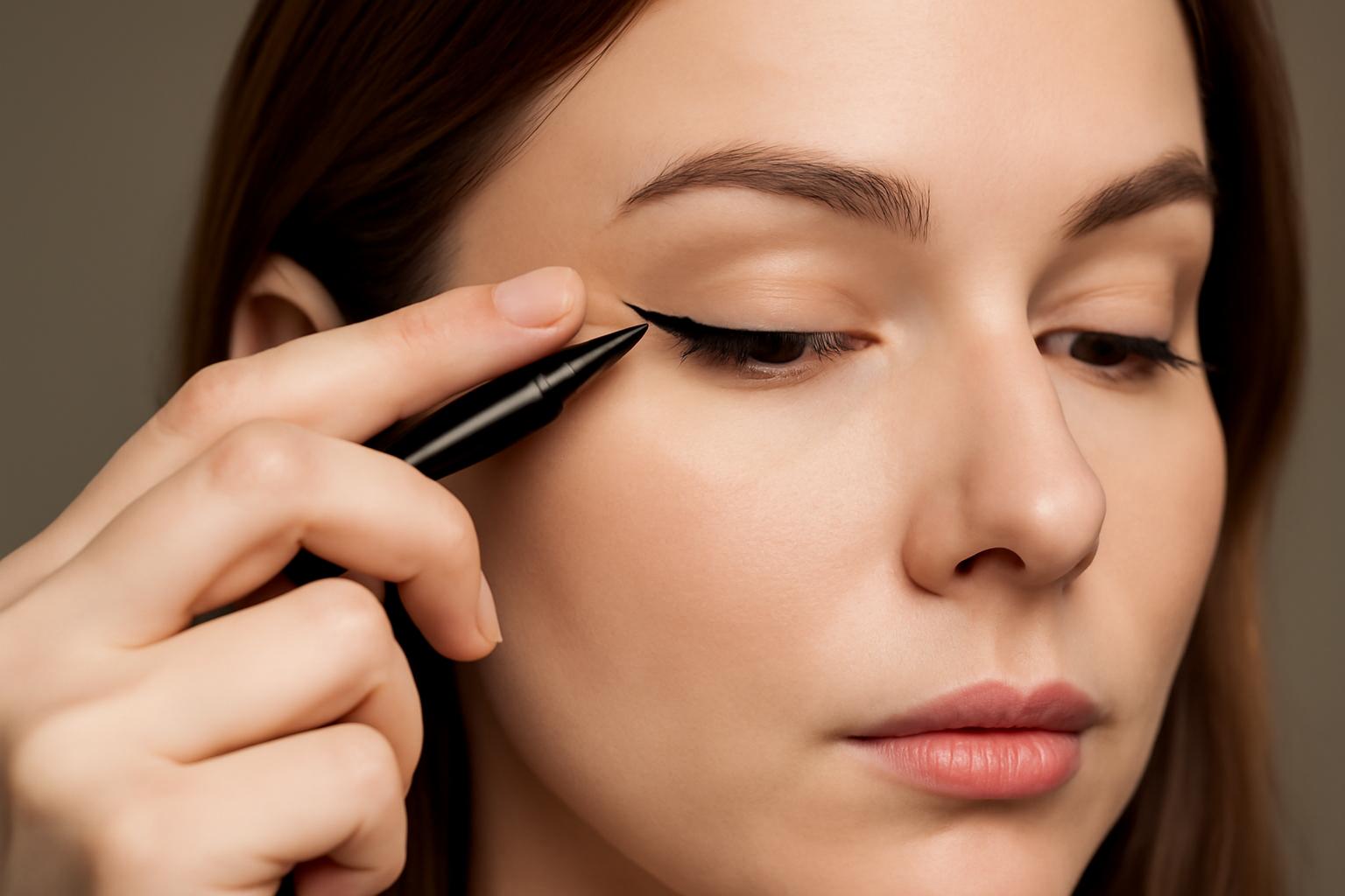 Jak zrobić równą kreskę winged liner przy opadającej powiece