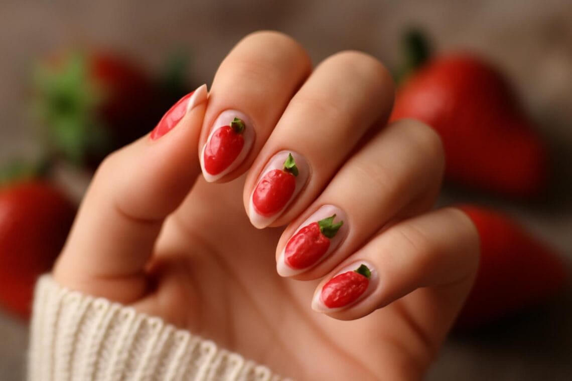 strawberry nails modne inspiracje i stylizacje paznokci 2 1