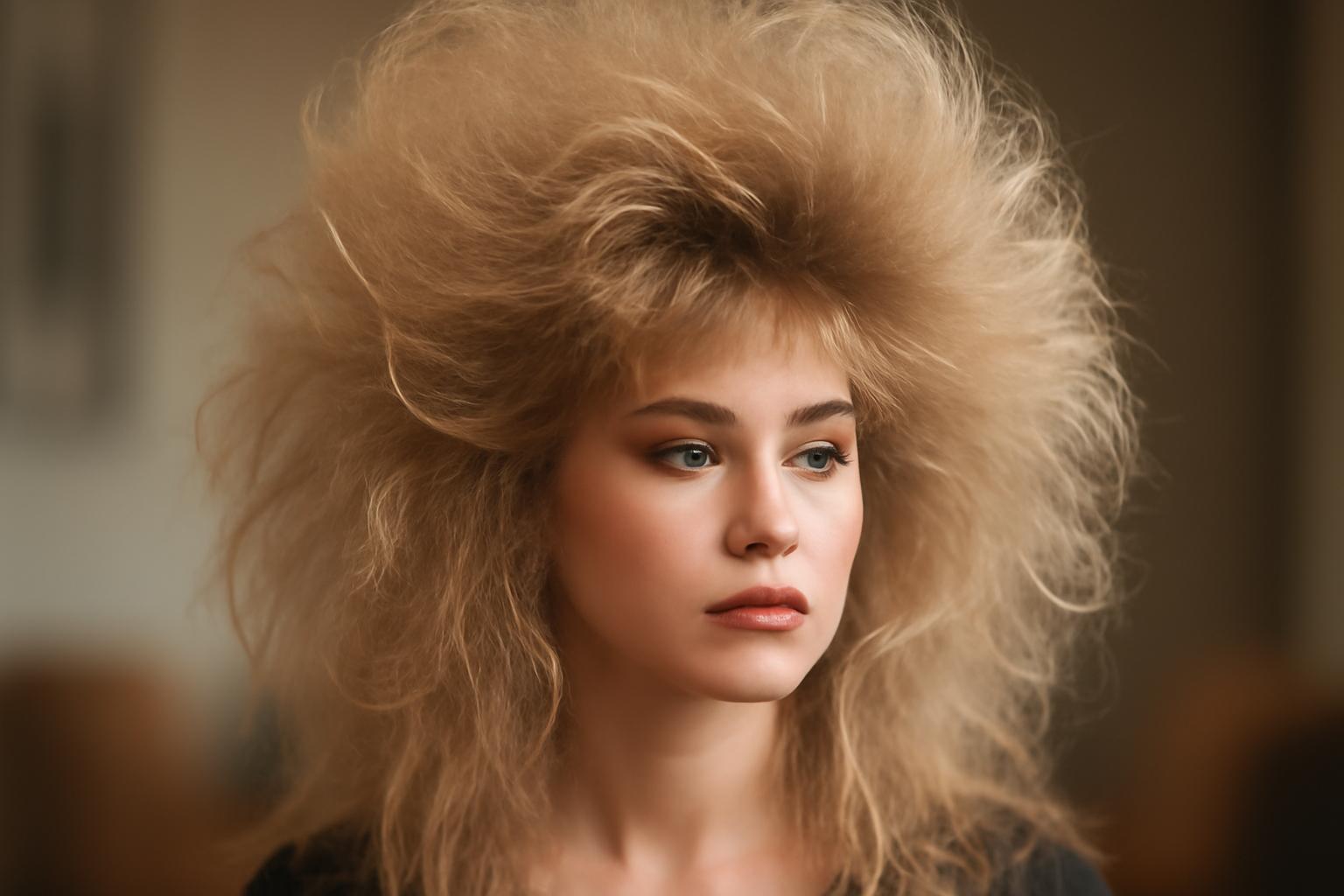 Stylizacja pierzastych włosów retro z lat 70. i 80.