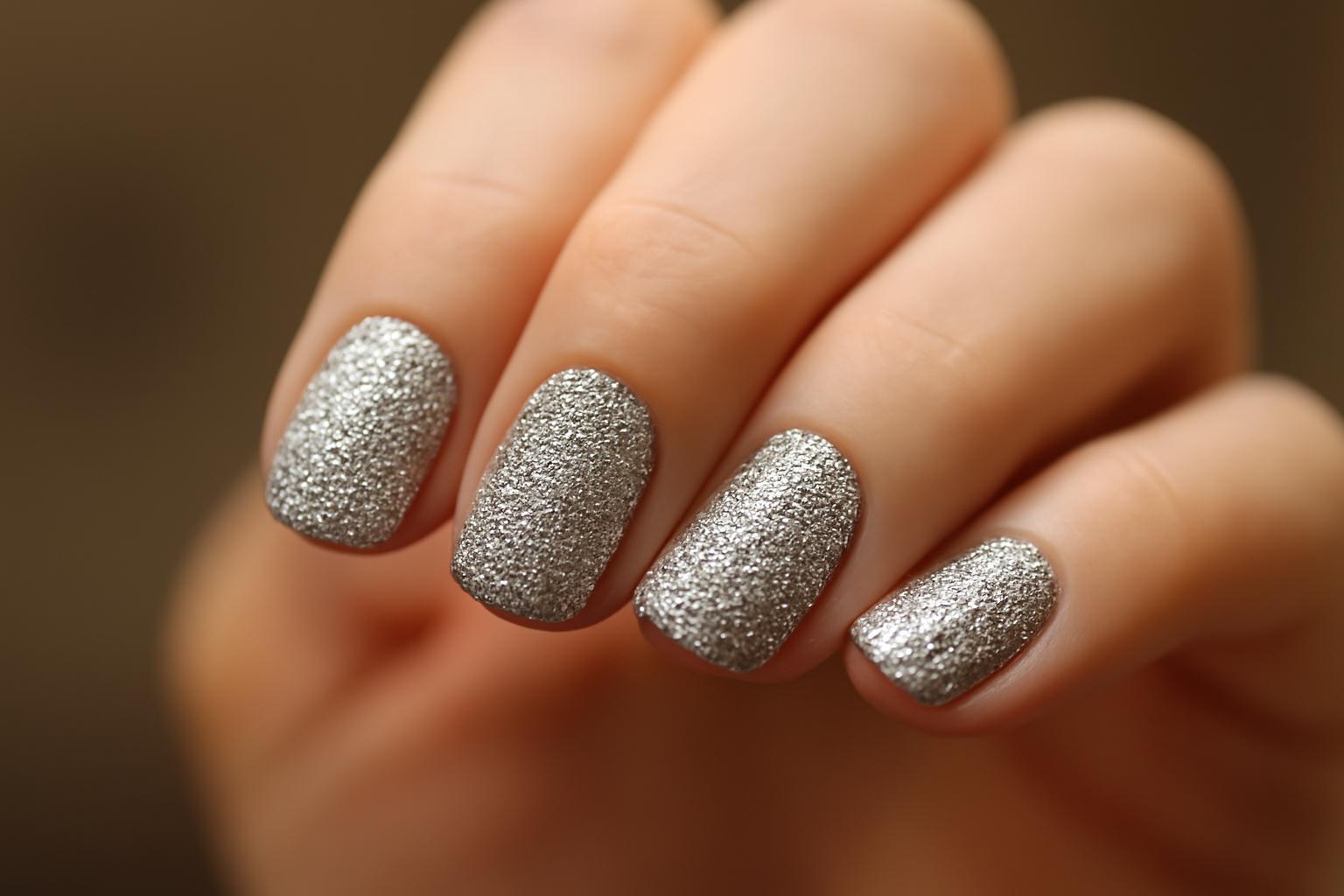 Świąteczny caviar nails jako efektowny manicure glamour