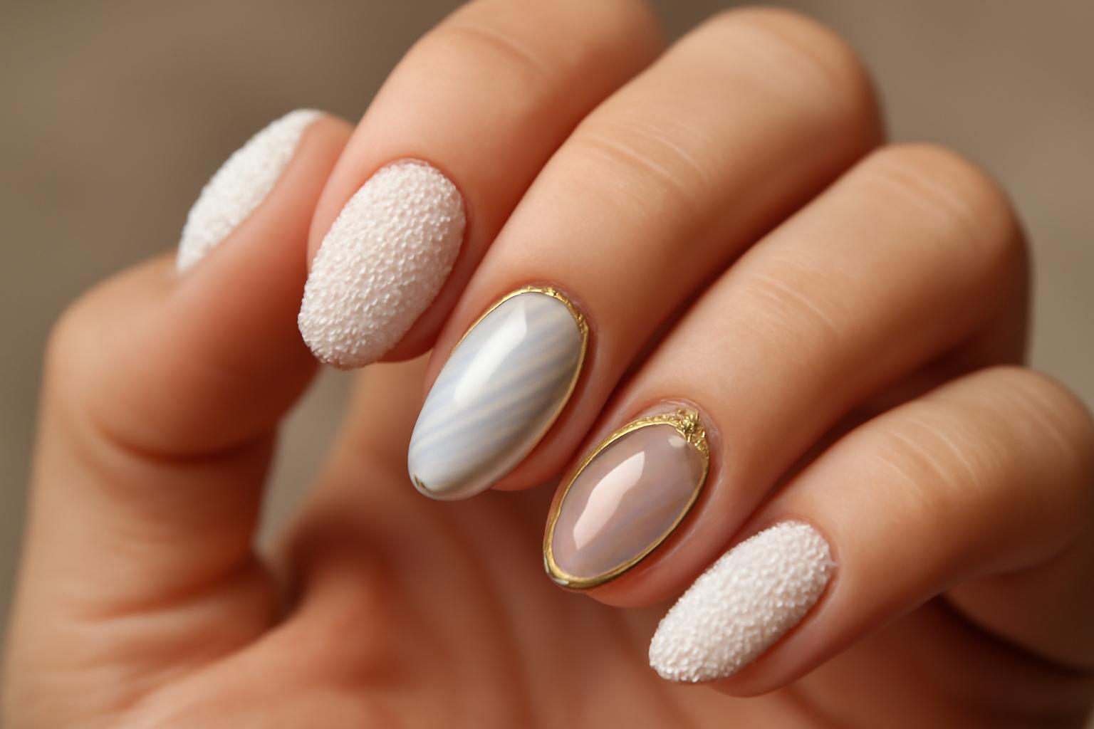 Świąteczny caviar nails jako efektowny manicure glamour