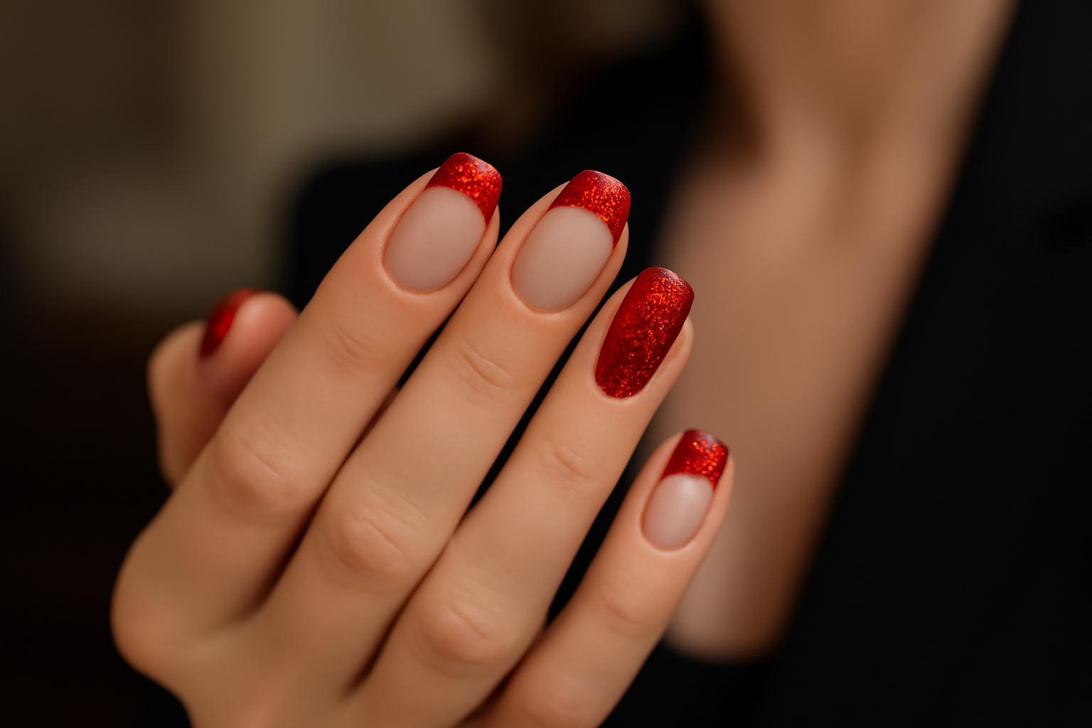 Świąteczny french manicure w imprezowej odsłonie 2026