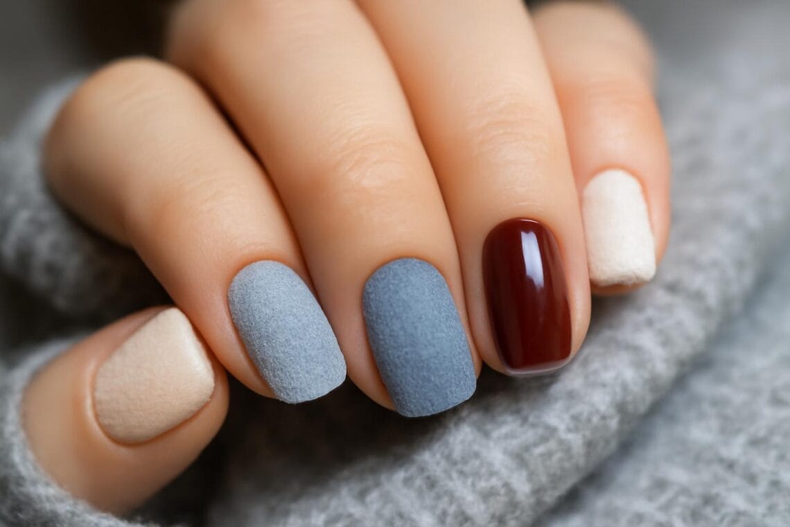 zimowy manicure velvet i pluszowy trendy kolory efekty 2 1