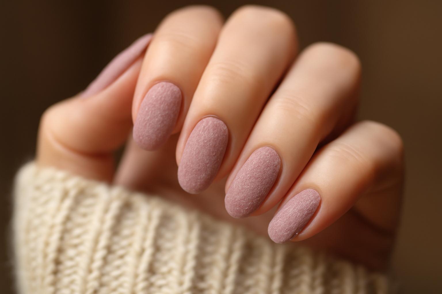 Zimowy manicure velvet i pluszowy – trendy, kolory, efekty